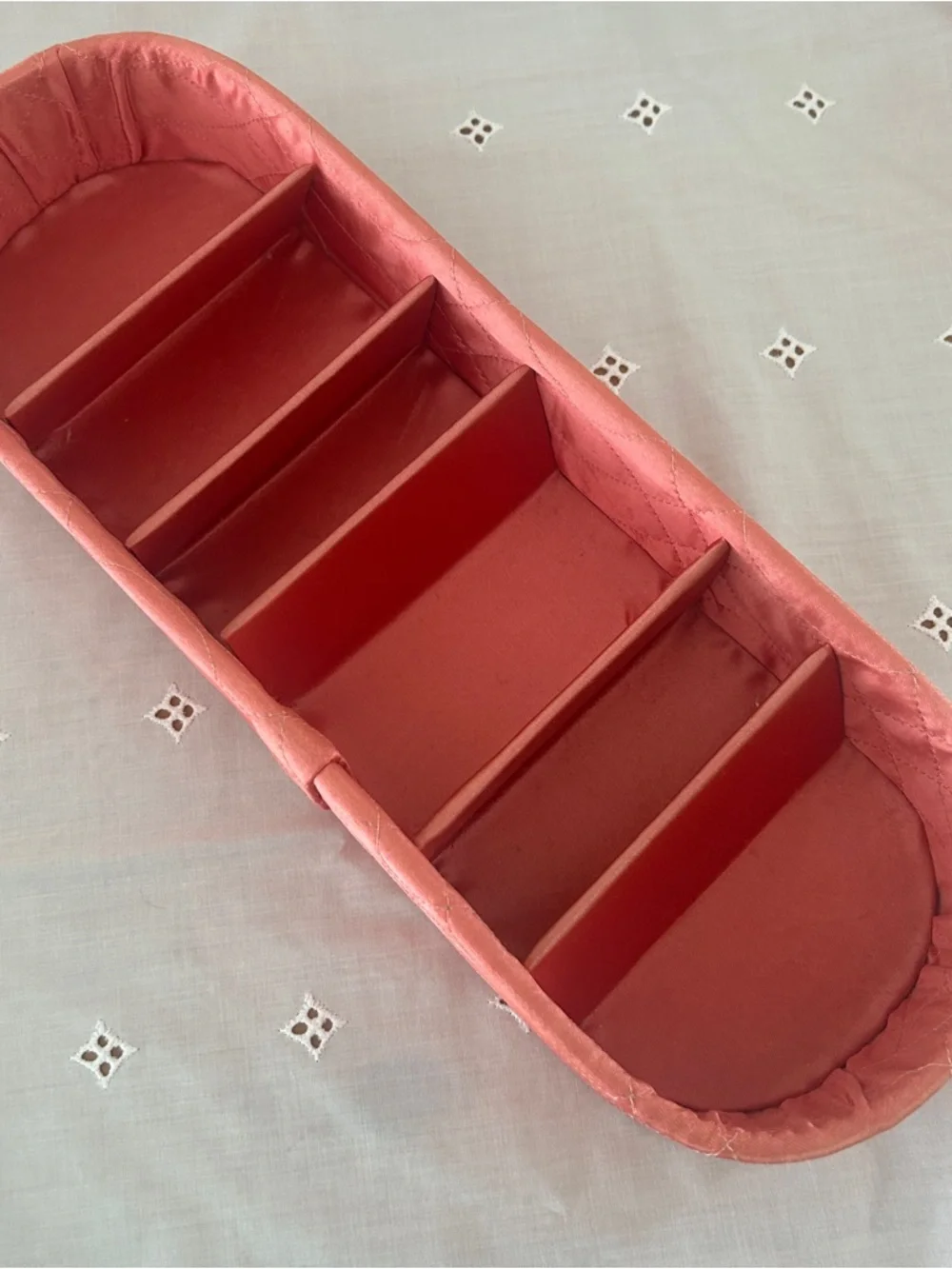 Vintage Jay Hawk NY Coral Pink Satin Vanity Boxes Set of 3 Dream House